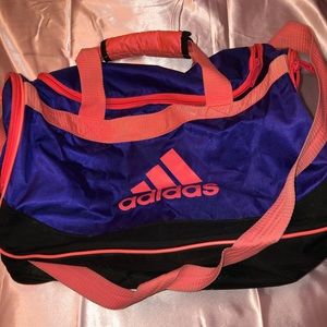 Purple/black/coral adidas bag